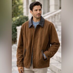 Rainforest Men's Coat Jacket with removable down liner and leather collar-Large